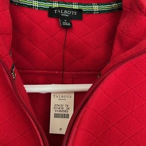 Talbots Women Petite Red Long Sleeve Full Zip Fleece Jacket